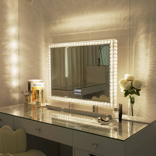 Oglindă Diamond Vanity cu Iluminare LED din Cristal pentru Machia