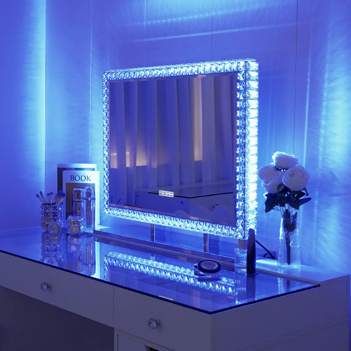 Oglindă Diamond Vanity cu Iluminare LED din Cristal pentru Machia