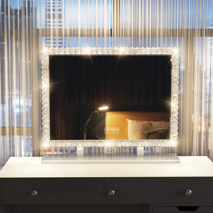 Oglindă Diamond Vanity cu Iluminare LED din Cristal pentru Machia