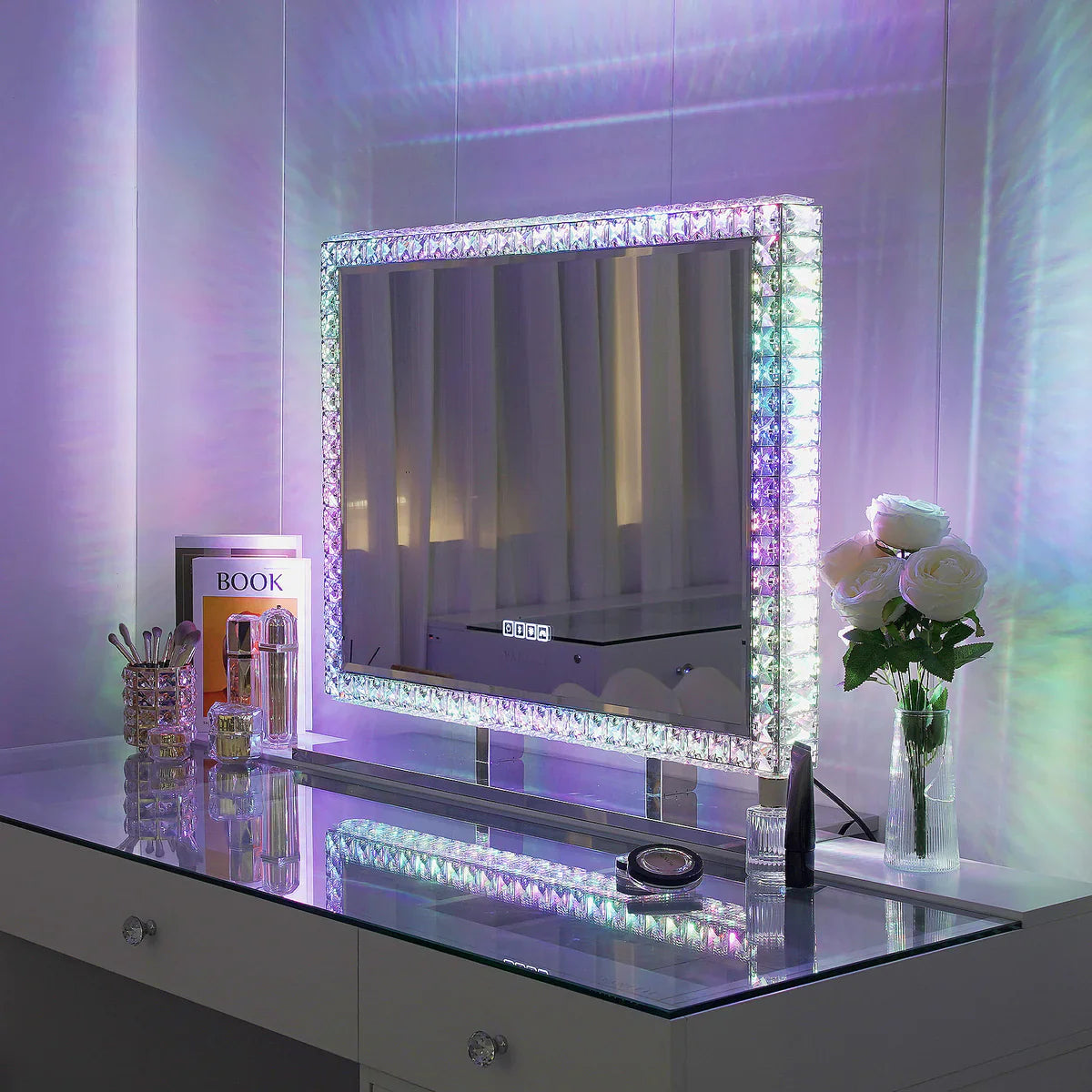 Oglindă Diamond Vanity cu Iluminare LED din Cristal pentru Machia
