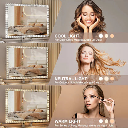 Oglindă Diamond Vanity cu Iluminare LED din Cristal pentru Machia