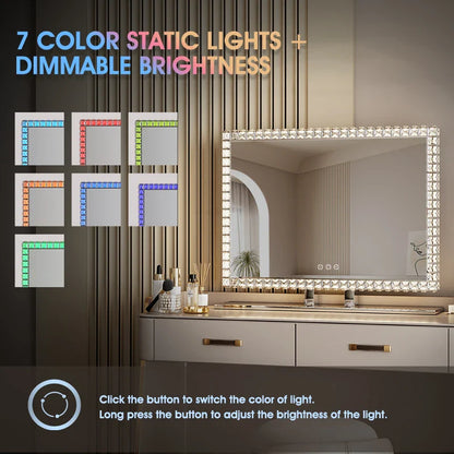 Oglindă Diamond Vanity cu Iluminare LED din Cristal pentru Machia