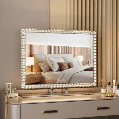Oglindă Diamond Vanity cu Iluminare LED din Cristal pentru Machia